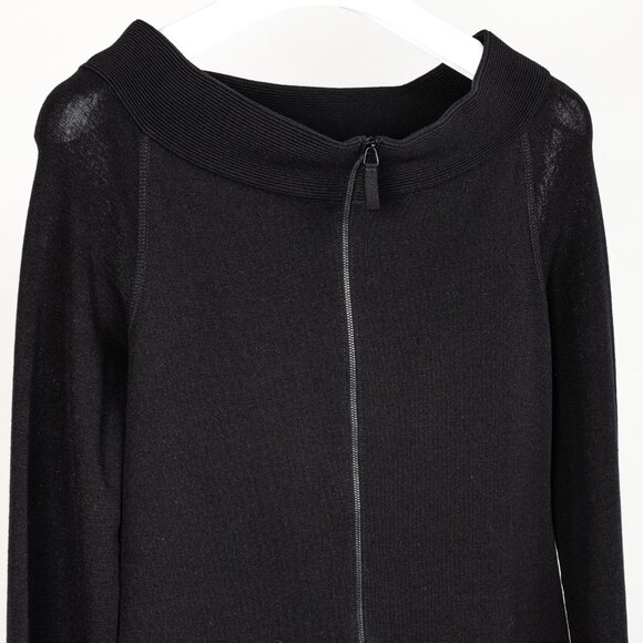 Annette Gortz SS/16 Vice Black Ribbed Collar Long Zip Fit-and-Flare Cardigan - Picture 3 of 11